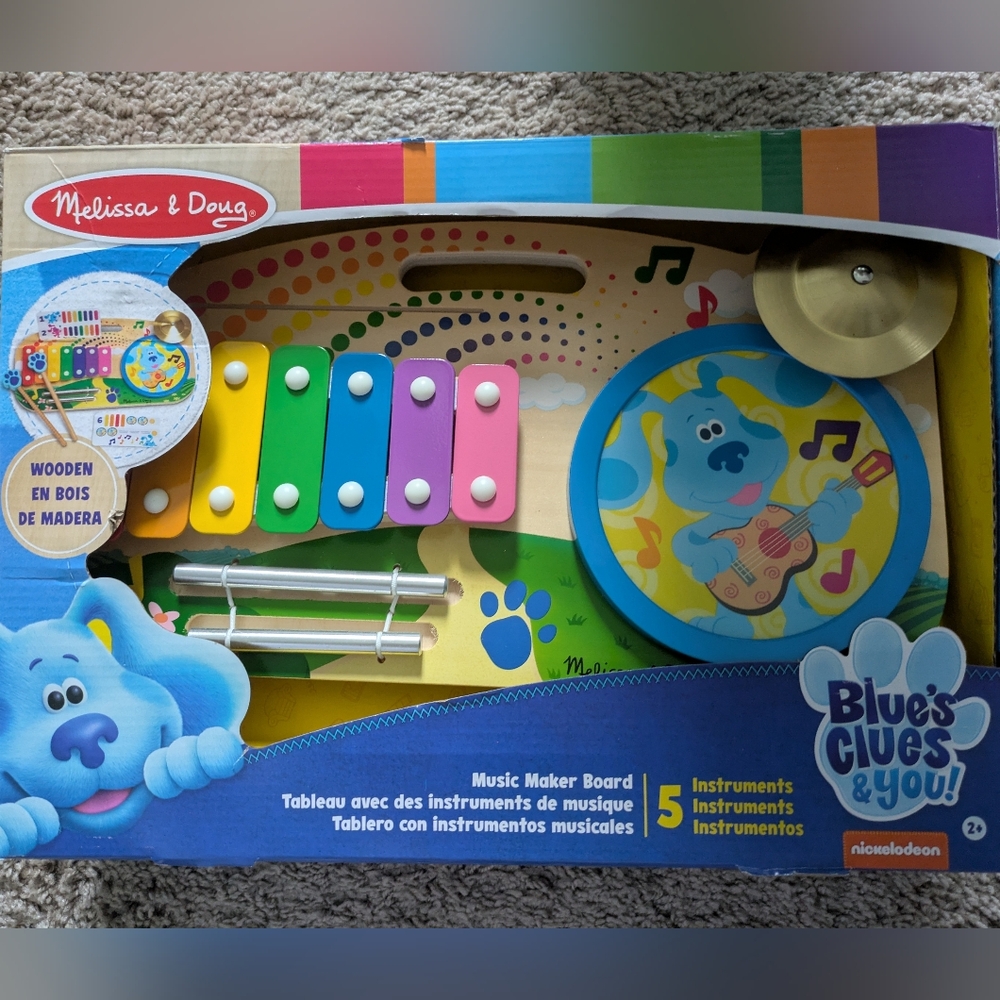 Melissa & Doug Blue's Clues & You! Wooden Music Maker Board (5 Instruments)